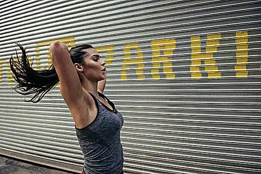 美女,跑步,系,向上,马尾辫