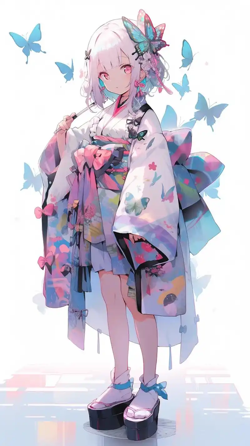 身穿色彩斑斓的连衣裙的动漫女孩.#优质头像 #美图分享 # - 抖音