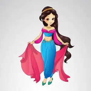 穿着紫色衣服的阿拉伯公主阿拉伯公主在古代西装动画阿拉伯公主的画像