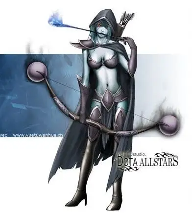 要一张dota 黑暗游侠嘴里咬着一根箭的图片