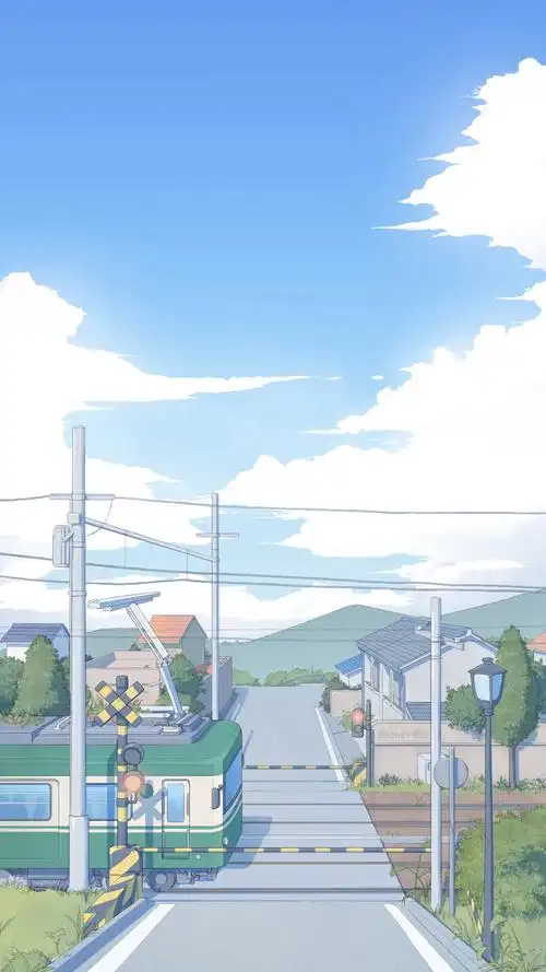 唯美治愈动漫小镇风景手机壁纸