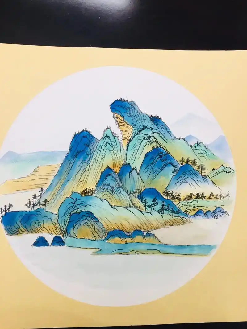 青绿山水详细步骤图.#山水画 #国风古韵 #只此青绿 - 抖音