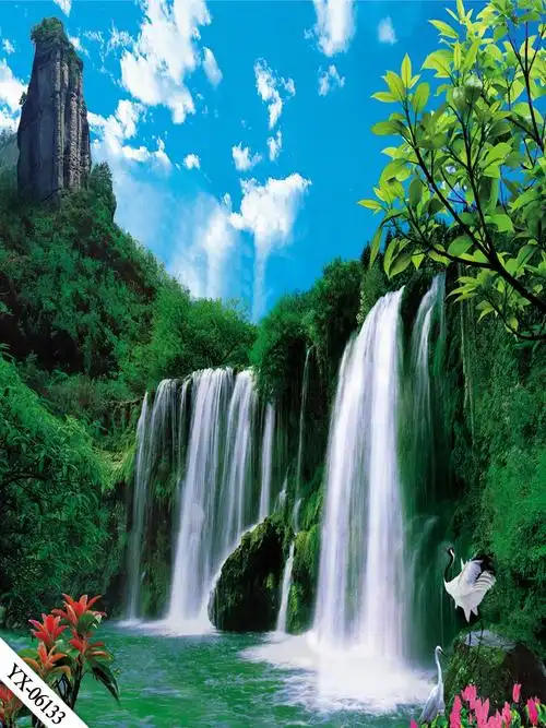 新品直播背景布直播背景布3d立体直播间装饰主播竹林山水田园外景快手