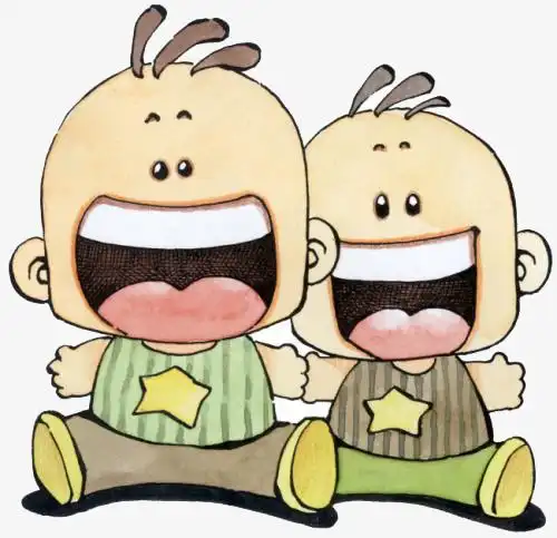 水墨农田两个哈哈笑的孩子