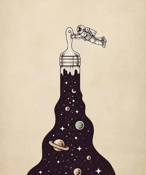 internet脑洞大开的创意图形~宇航员——shou hui painting手绘绘画