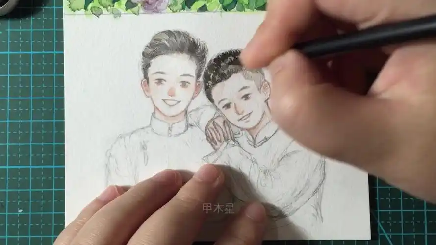 德云社孟鹤堂周九良水彩手绘过程