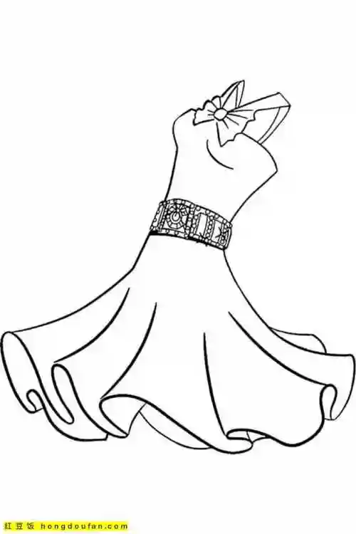 13张公主便装礼服长裙卡通涂色简笔画-红豆饭小学生简笔画大全