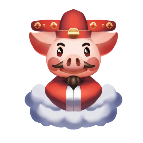 新年小猪2019财神爷png免扣卡通手绘