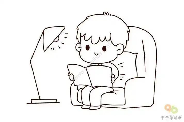 小孩看书简笔画小孩看书简笔画可爱
