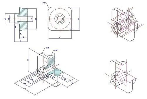 cad机械部件练习图纸autocad机械制图样例