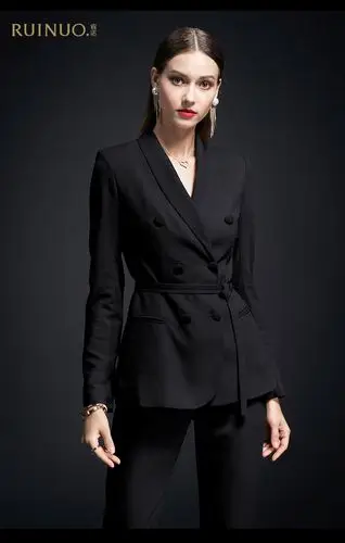 女装 小西装 睿诺(ruinuo) 职业装女套装时尚气质黑色高端西服休闲