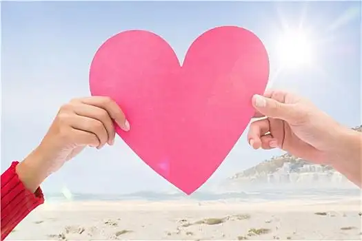 合成效果,图像,情侣,拿着,心形