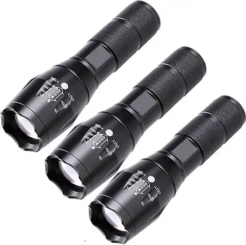 led 战术手电筒,手电筒 - 高流明1200,5种模式,可缩放,防水,手持灯