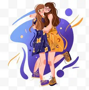 夏天傍晚在一起拥抱的小姐妹