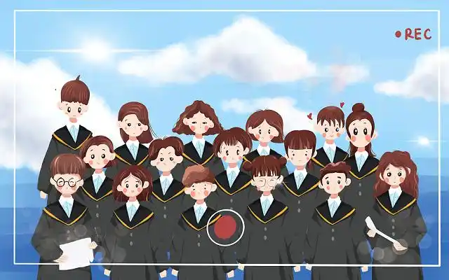 毕业季学生合照l蓝天跳跃卡通漫画图片素材下载 - 觅知网