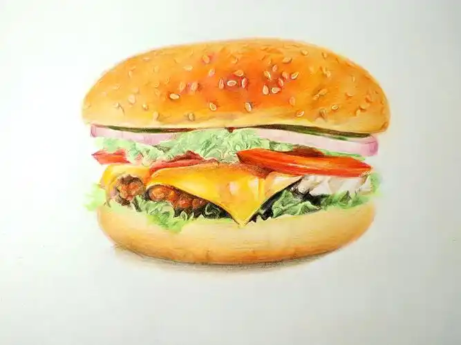 彩铅汉堡:hamburger