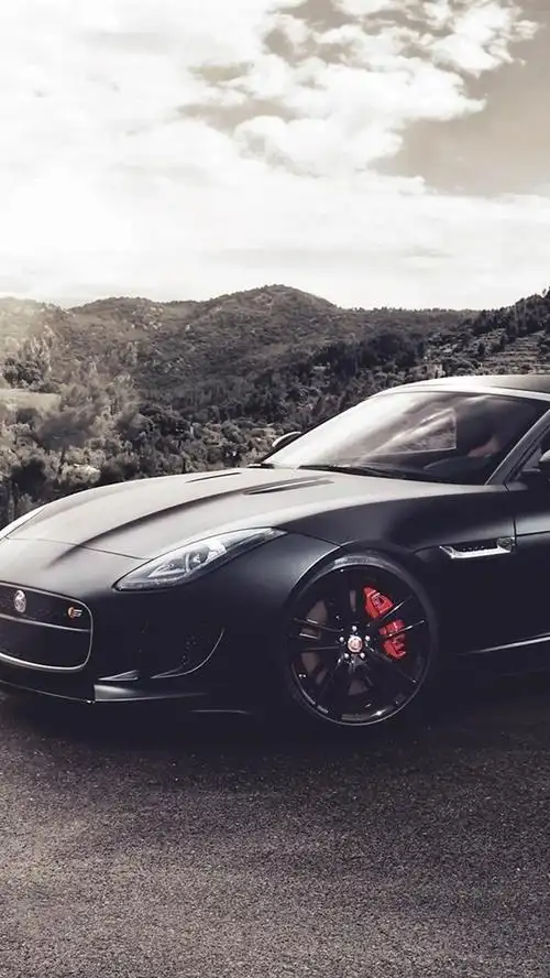 捷豹f型v8黑色的超级跑车 iphone 壁纸