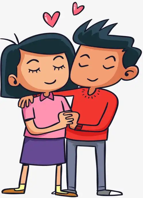 一对甜蜜拥抱的小情侣