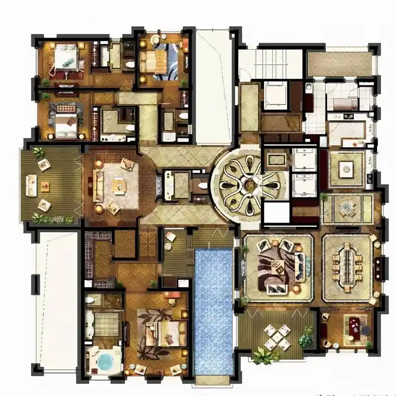 带室内游泳池的豪华大平层户型,成功人士的标配