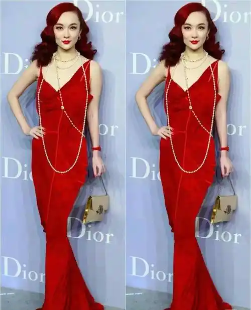 原创霍思燕惊艳亮相dior活动红裙珍珠闪耀全场