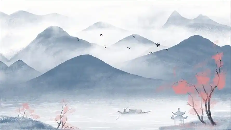 4k简洁唯美古风水墨插画mp4背景视频水墨插画背景