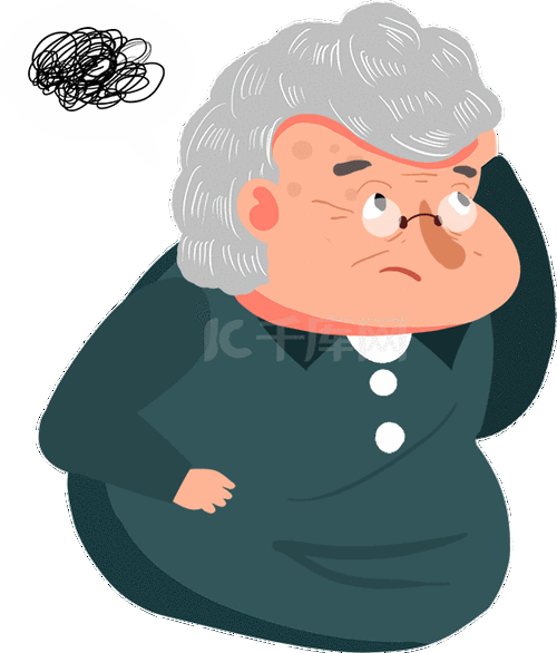 阿兹海默症卡通疑问混乱晕不懂老年人