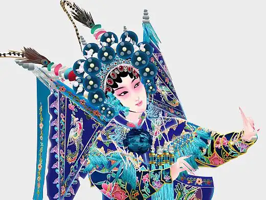 武旦刀马旦京剧人物矢量插图