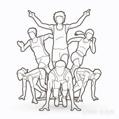 插画 人们跑跑步马拉松跑队工作跑群的人运行图形矢量.eps