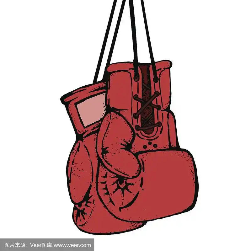 手绘拳击手套孤立在白色背景.