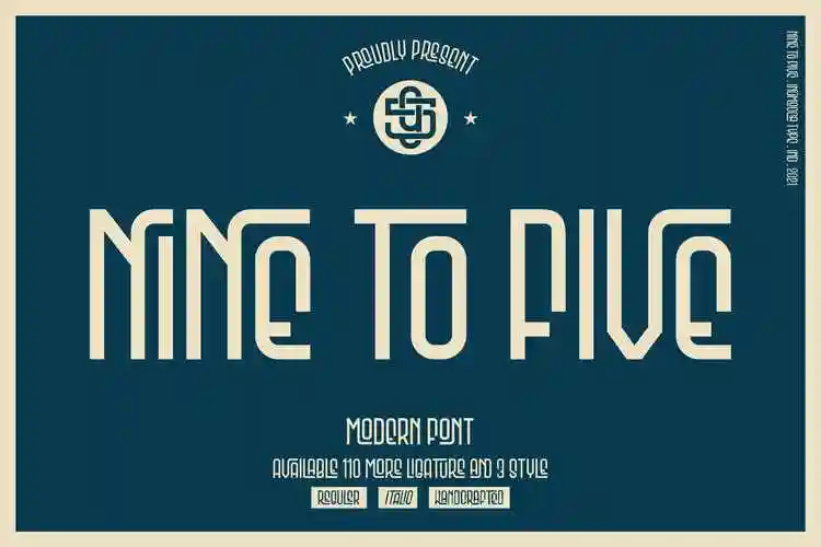 现代优雅杂志海报徽标logo设计无衬线英文字体 nine to five
