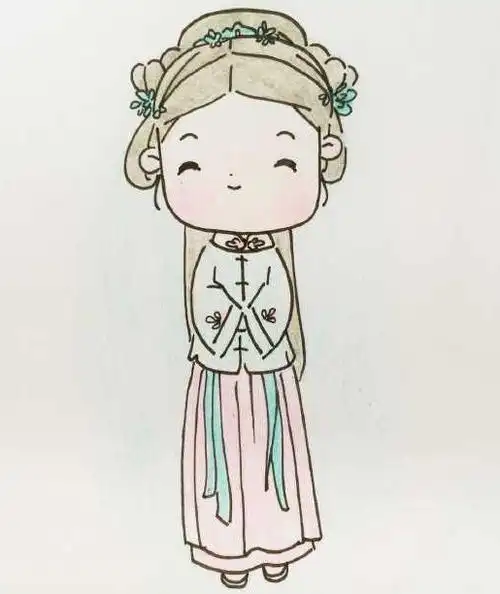 可爱古风小姑娘简笔画图片