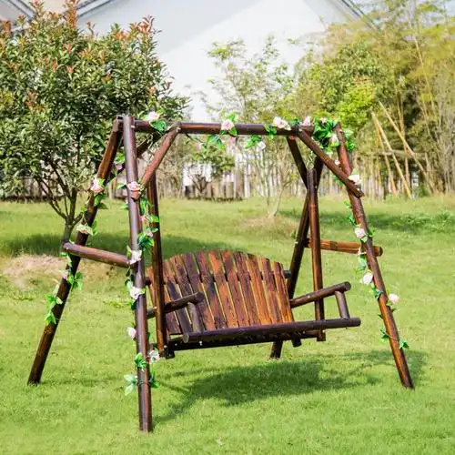 户外秋千摇摇摇椅吊椅碳化防腐室外阳台花园户外秋千