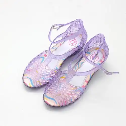 亚马逊wish夏季女童水晶凉鞋镂空亮片高跟外贸儿童演出公主鞋现货