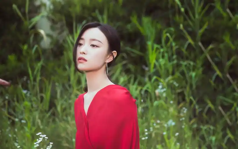 倪妮美艳红裙高清桌面壁纸