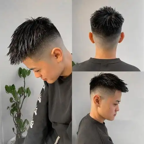 周边光发型一般是把两侧和后区的头发推得特别短 ,头顶留长可以变换不