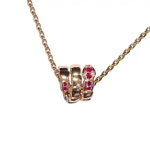 9新]bvlgari宝格丽 22年限量版蛇形项链 镶嵌红宝石锁骨链