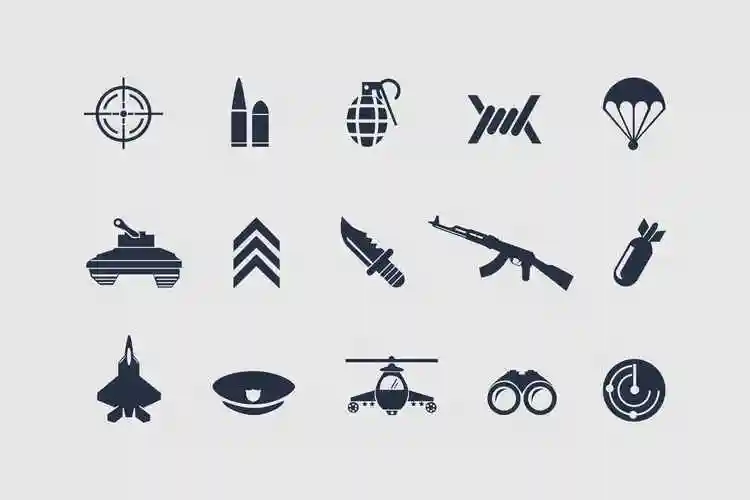 12枚军事主题矢量图标 12 military icons – 设计小咖