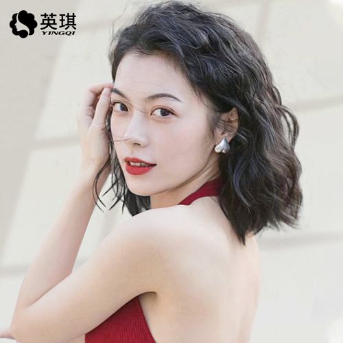 英琪假发短发羊毛卷港风复古时尚蓬松齐肩短卷发全真日常整顶假发