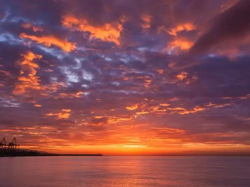 云,日落,天空,大海 壁纸