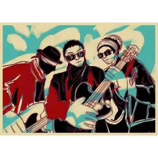 寝室牛皮纸海龟先生海报 牛皮纸海报咖啡厅音乐怀旧摇滚乐队海报