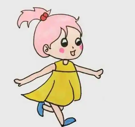 全身彩色小女孩简笔画怎么画 漂亮可爱小女孩简笔画步骤教学