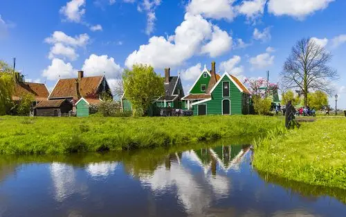 荷兰自然唯美花园风车风景桌面壁纸