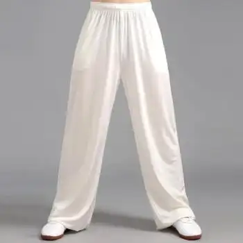 精奕新款太极裤男飘逸高端牛奶丝中国风太极服拳裤子女武术裤灯笼裤中