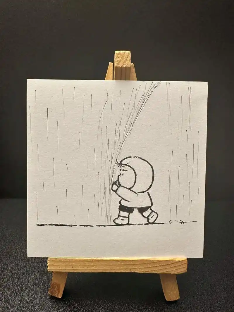 我愿意为你遮风挡雨.下雨天我们一起宅在家里画画吧～#简笔画  - 抖音