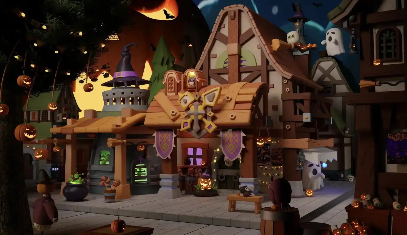 万圣节场景99.迟到一周的万圣节场景,参考了g站大佬的原画, - 抖音