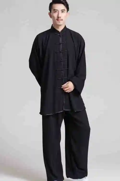 包邮清语麻纱太极练功太极拳服装春秋表演武术太极服