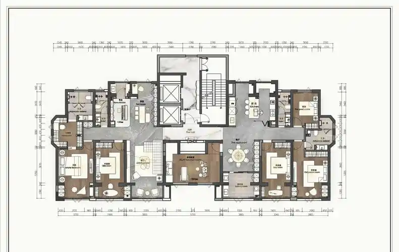 两套150㎡户型打通成300㎡大平层94739现代简约设计图片赏析