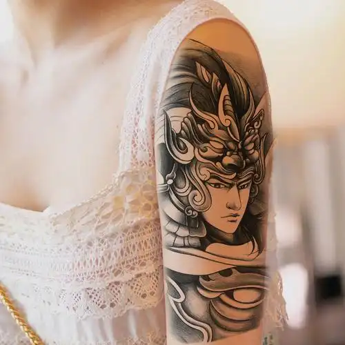 纹身贴洗不掉纹身贴赵云肩部后背手臂赵子龙半臂大图案防水男女图仿真