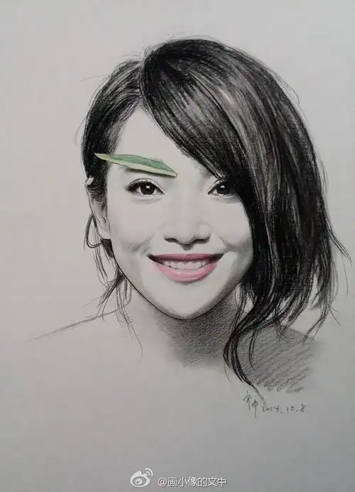 简笔画周迅素描