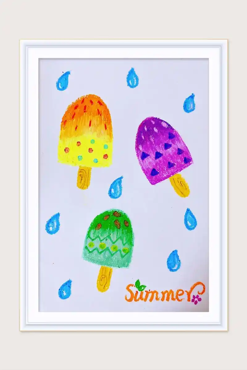 适合3-5岁宝宝画的夏日主题画《清凉的雪糕》#创意美术 #亲 - 抖音